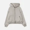 Drop Shoulder Zip Hoodie - Oatmeal