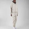 Drop Shoulder Zip Hoodie - Oatmeal