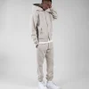Drop Shoulder Zip Hoodie - Oatmeal