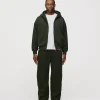 Drop Shoulder Zip Hoodie - Olive