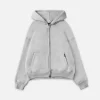 Drop Shoulder Zip Hoodie - Stone