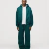 Drop Shoulder Zip Hoodie - Teal