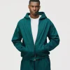 Drop Shoulder Zip Hoodie - Teal