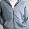 Drop Shoulder Zip Hoodie - Vintage Blue