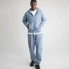 Drop Shoulder Zip Hoodie - Vintage Blue