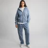 Drop Shoulder Zip Hoodie - Vintage Blue