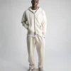 Drop Shoulder Zip Hoodie - Vintage Bone