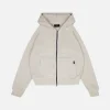 Drop Shoulder Zip Hoodie - Vintage Bone