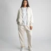 Drop Shoulder Zip Hoodie - Vintage Bone