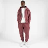 Drop Shoulder Zip Hoodie - Vintage Burgundy