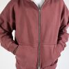 Drop Shoulder Zip Hoodie - Vintage Burgundy