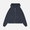 Drop Shoulder Zip Hoodie - Vintage Navy