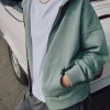 Drop Shoulder Zip Hoodie - Vintage Sage