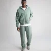 Drop Shoulder Zip Hoodie - Vintage Sage