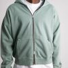 Drop Shoulder Zip Hoodie - Vintage Sage