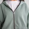 Drop Shoulder Zip Hoodie - Vintage Sage