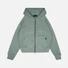 Drop Shoulder Zip Hoodie - Vintage Sage
