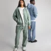 Drop Shoulder Zip Hoodie - Vintage Sage