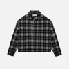 Flannel Zip Overshirt - Black