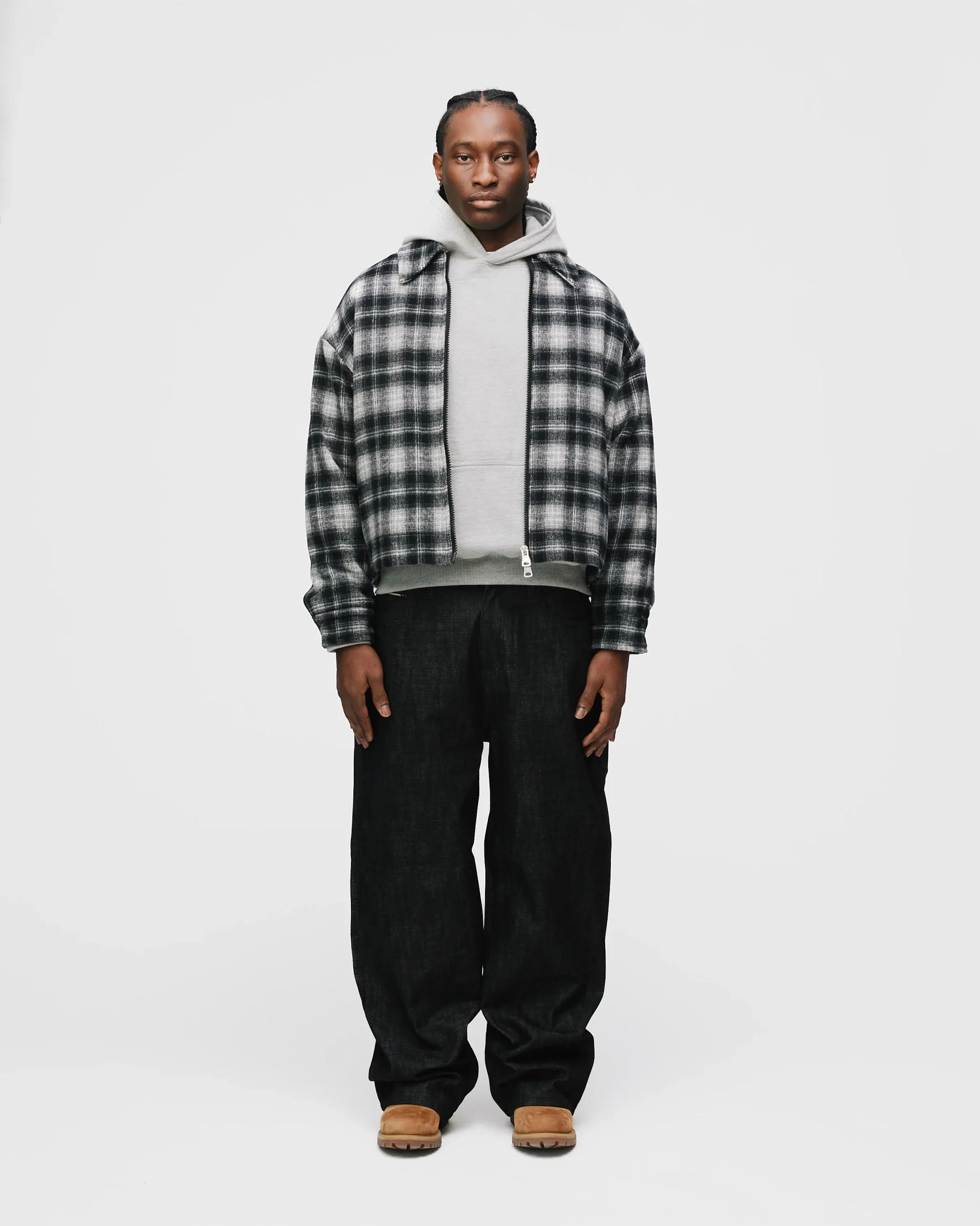Flannel Zip Overshirt - Black