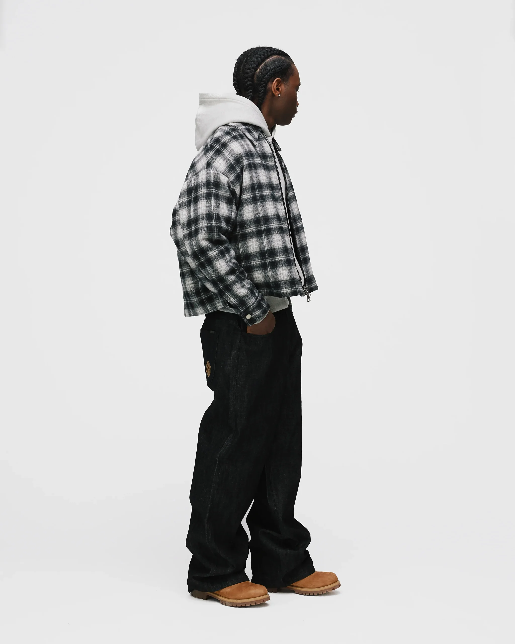 Flannel Zip Overshirt - Black