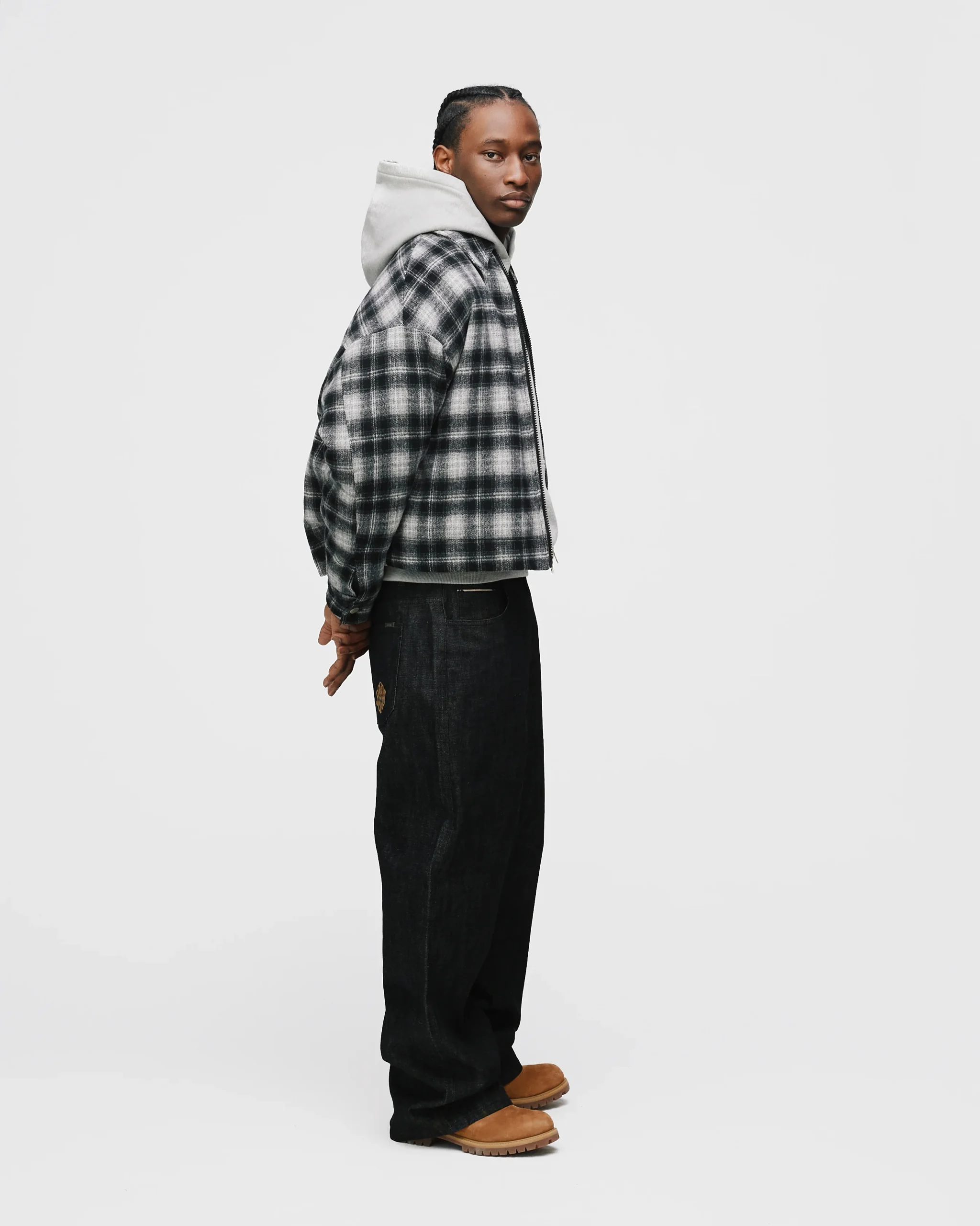 Flannel Zip Overshirt - Black