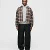 Flannel Zip Overshirt - Brown