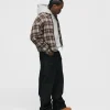 Flannel Zip Overshirt - Brown