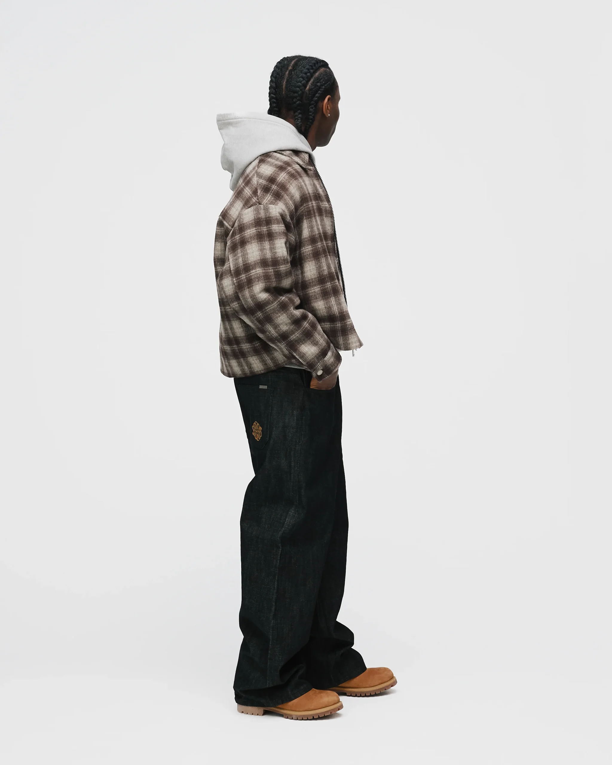 Flannel Zip Overshirt - Brown