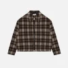 Flannel Zip Overshirt - Brown