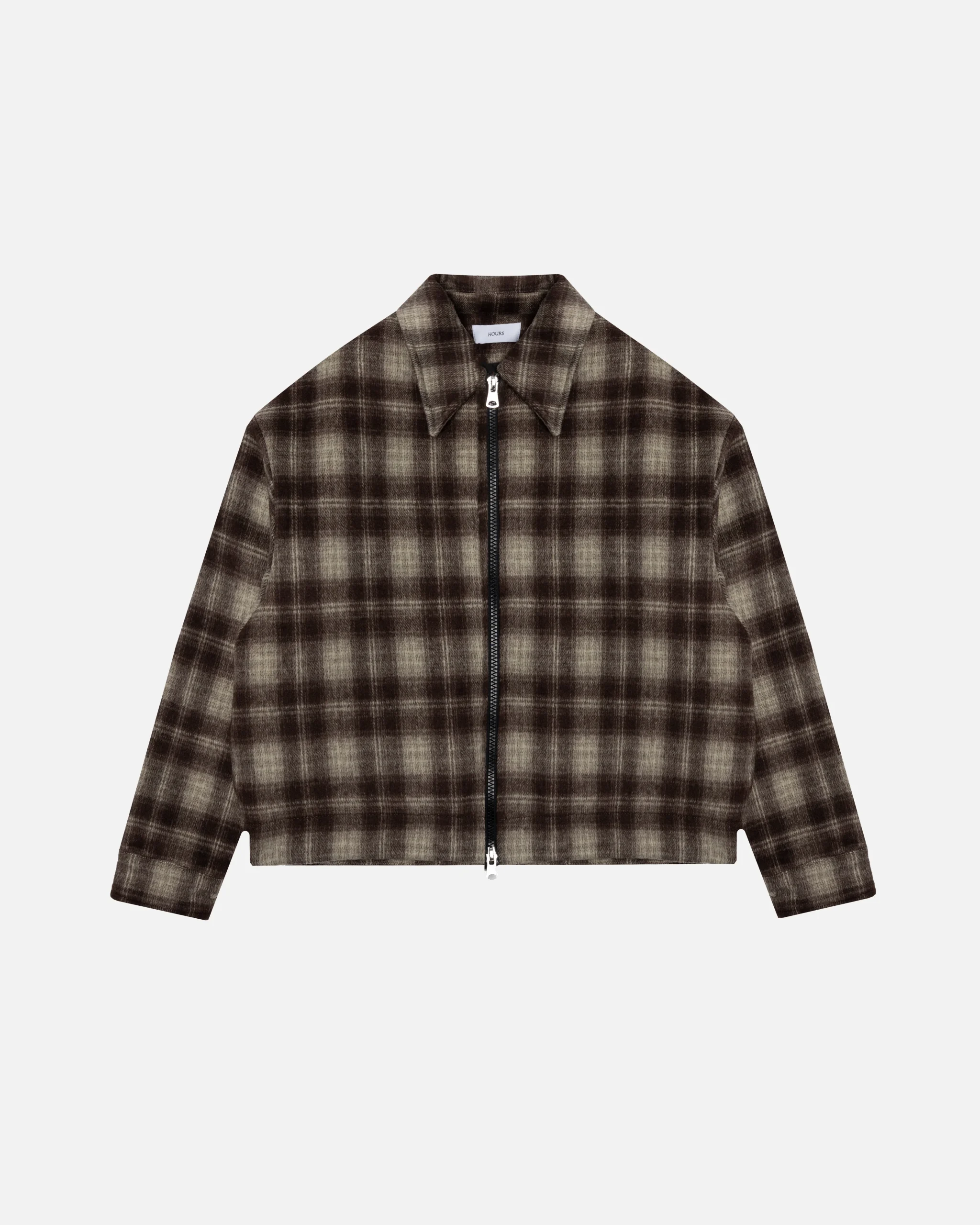 Flannel Zip Overshirt - Brown