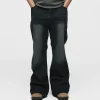 Flare Denim Pants - Washed Black