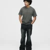 Flare Denim Pants - Washed Black
