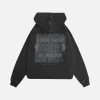 Mind Connection Cropped Zip Hoodie - Vintage Black