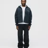 Mind Connection Cropped Zip Hoodie - Vintage Black