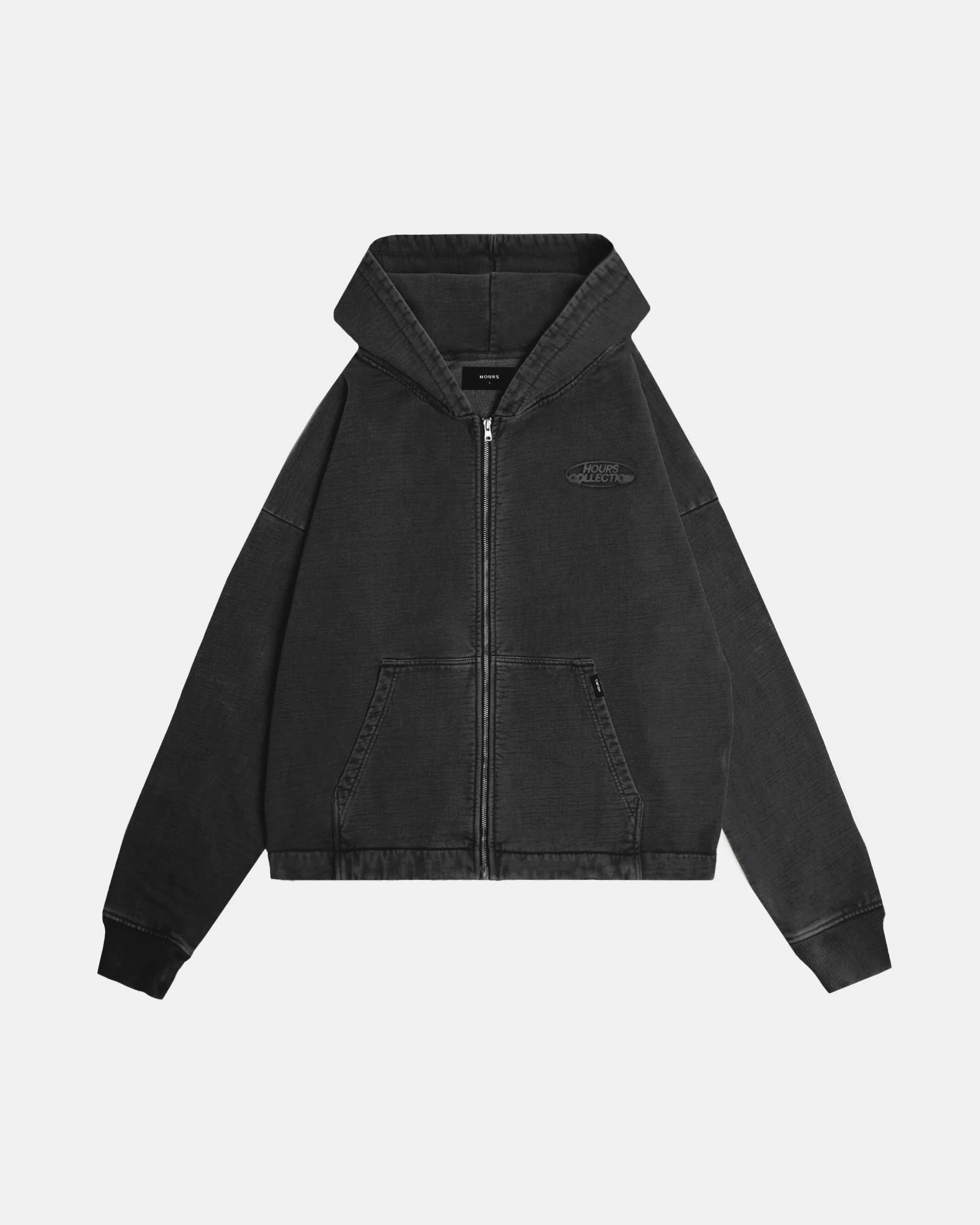 Mind Connection Cropped Zip Hoodie - Vintage Black