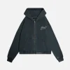 Mind is Hours Cropped Zip Hoodie - Vintage Black