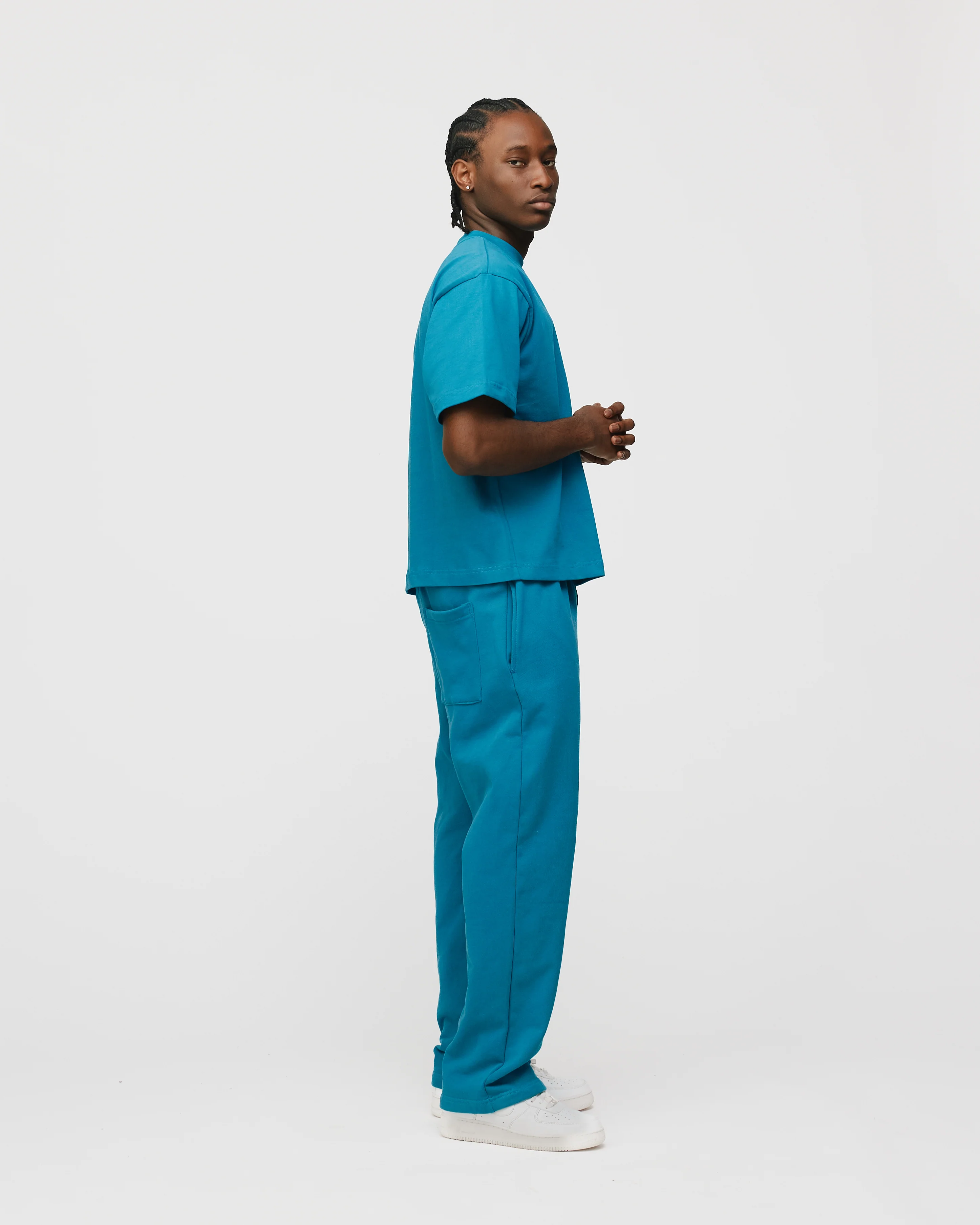 Open Bottom Sweatpants - Aqua