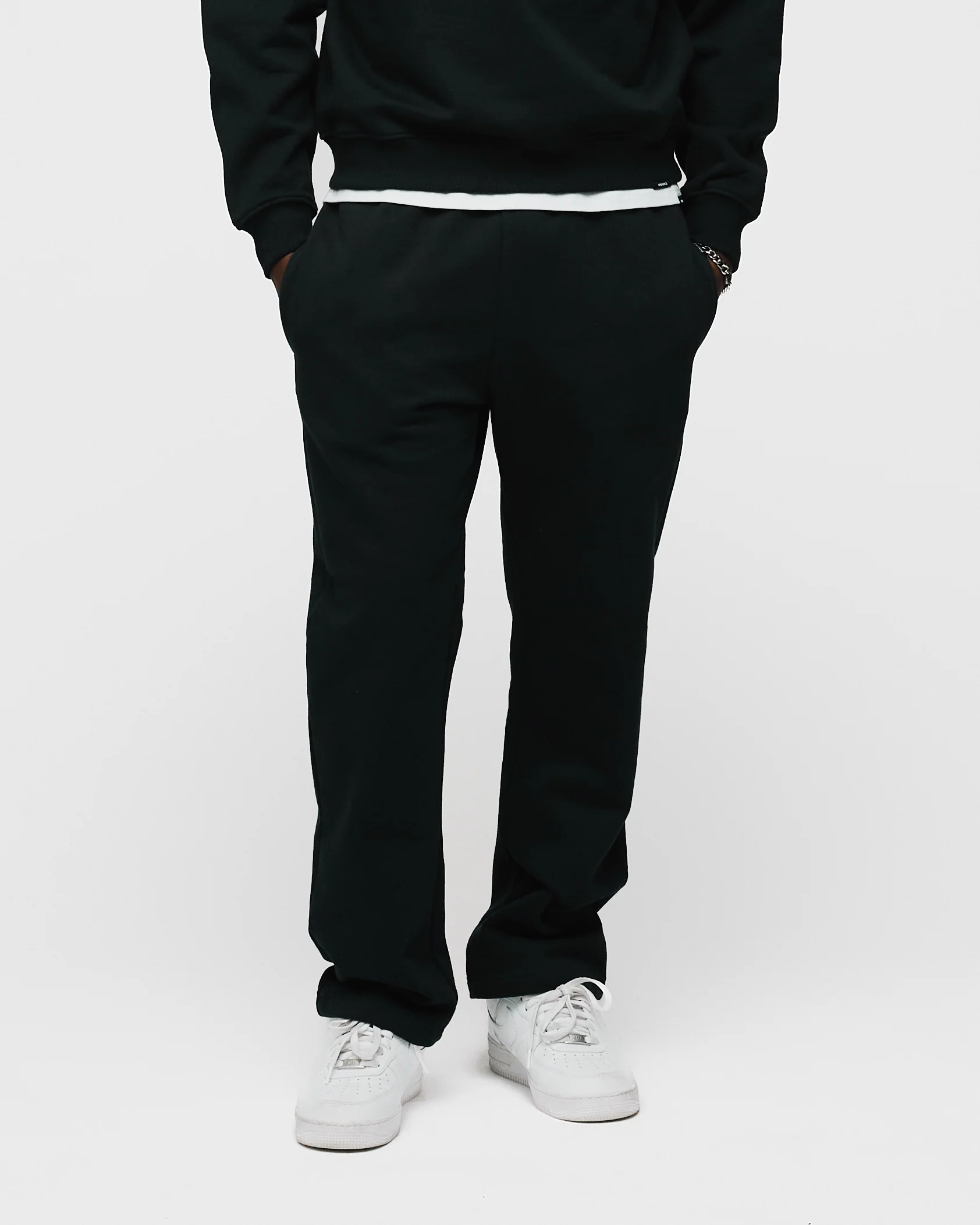 Open Bottom Sweatpants - Black