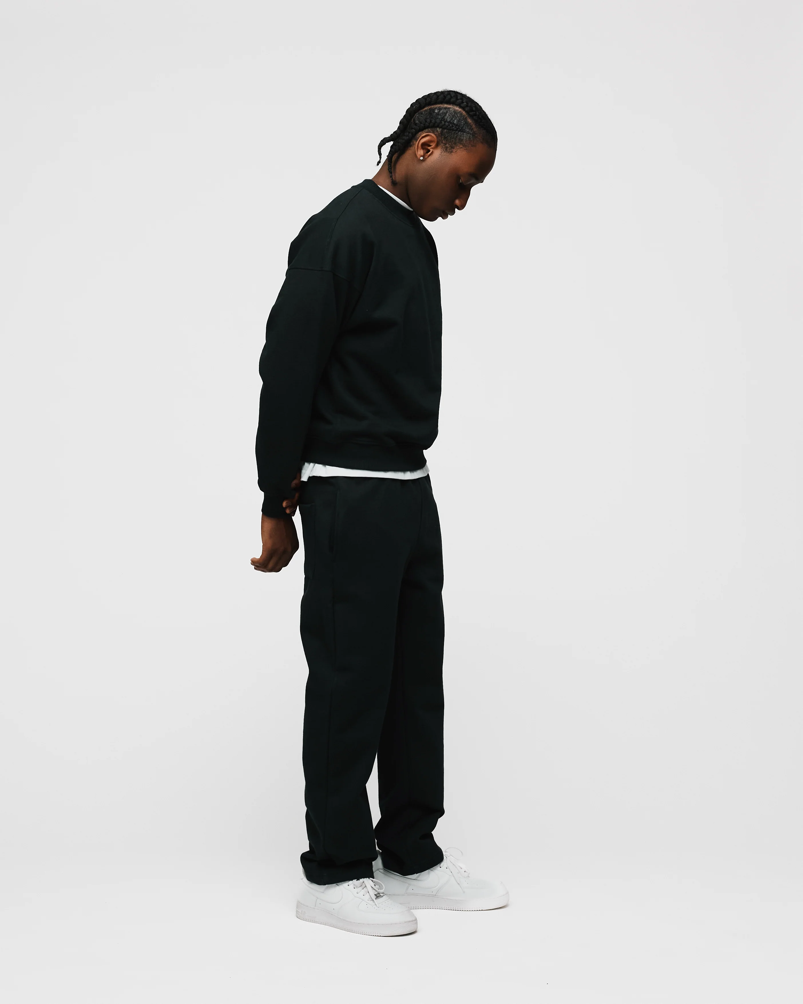 Open Bottom Sweatpants - Black