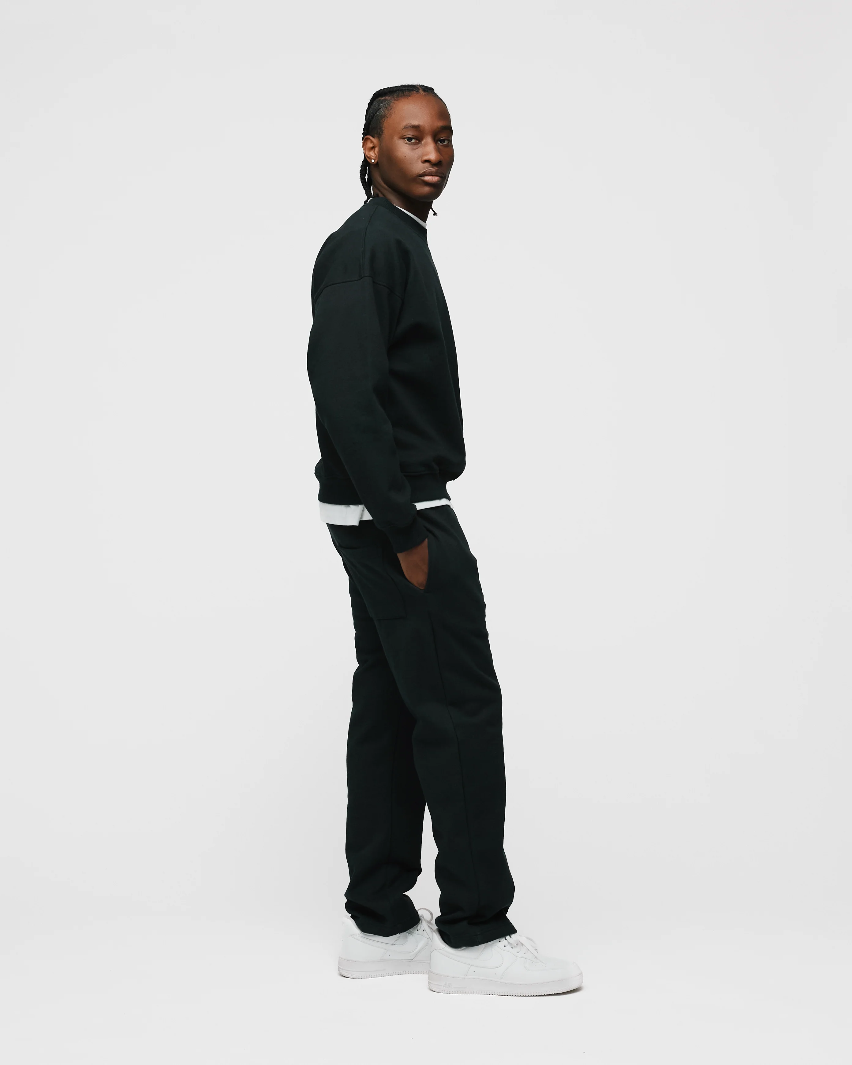 Open Bottom Sweatpants - Black