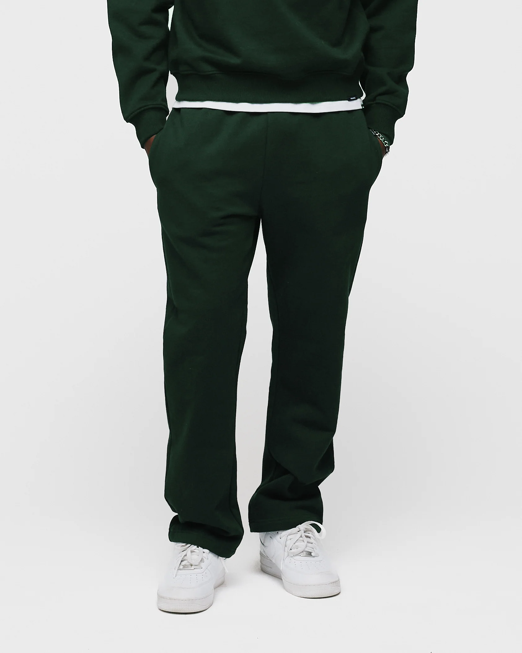 Open Bottom Sweatpants - Forest Green