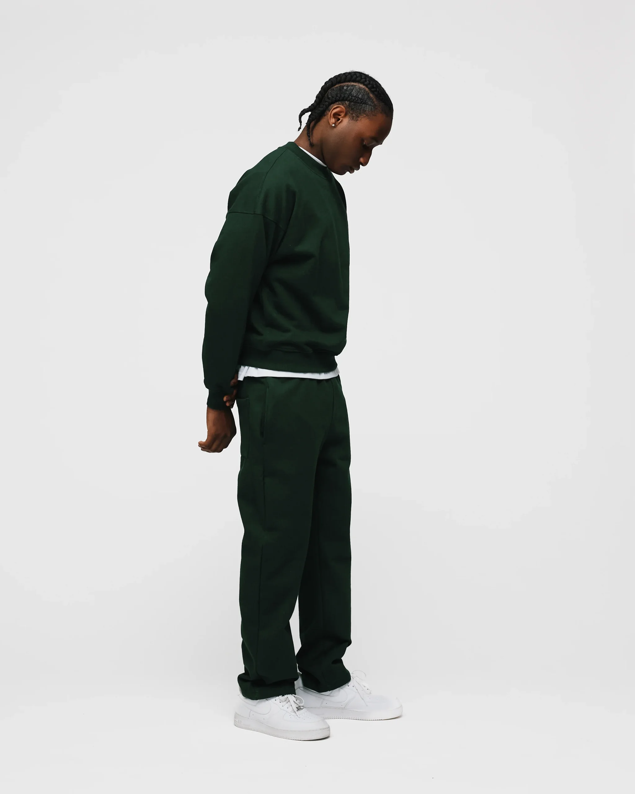Open Bottom Sweatpants - Forest Green