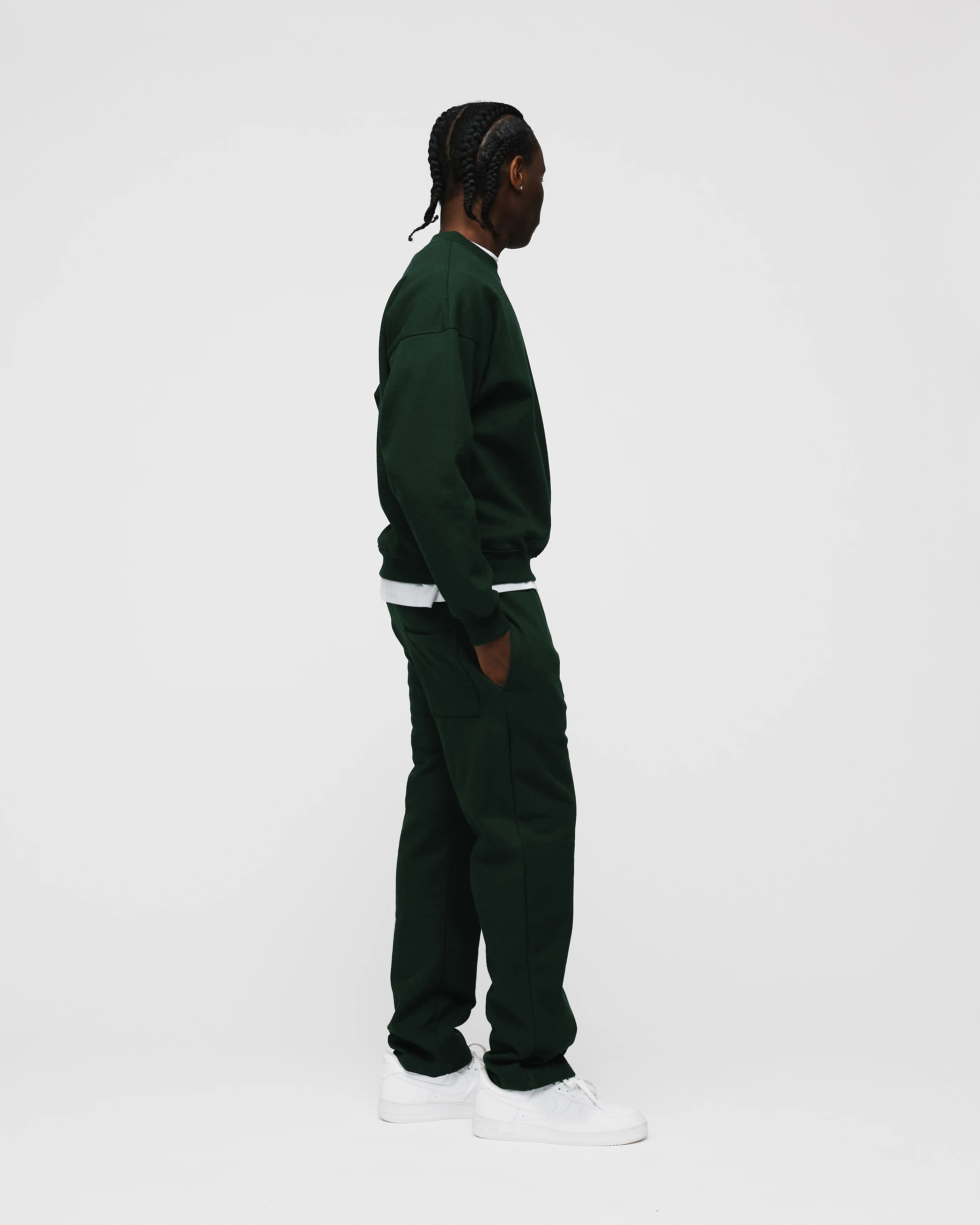Open Bottom Sweatpants - Forest Green