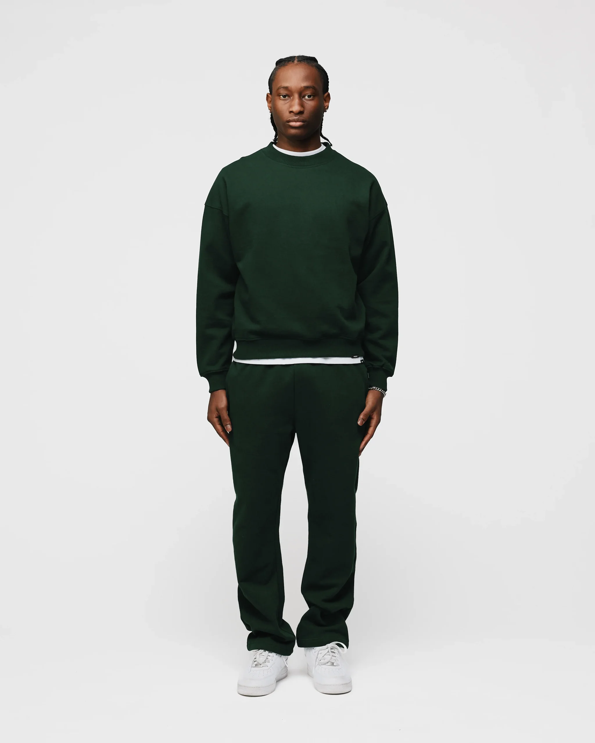 Open Bottom Sweatpants - Forest Green