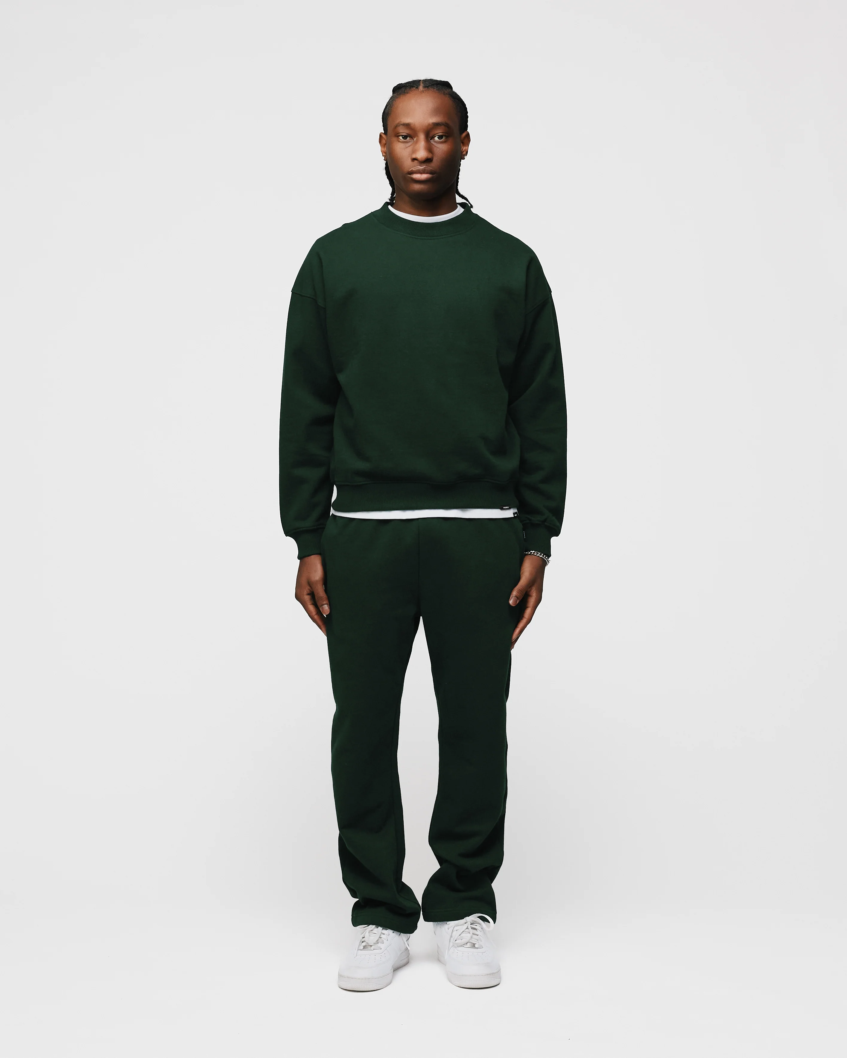 Open Bottom Sweatpants - Forest Green