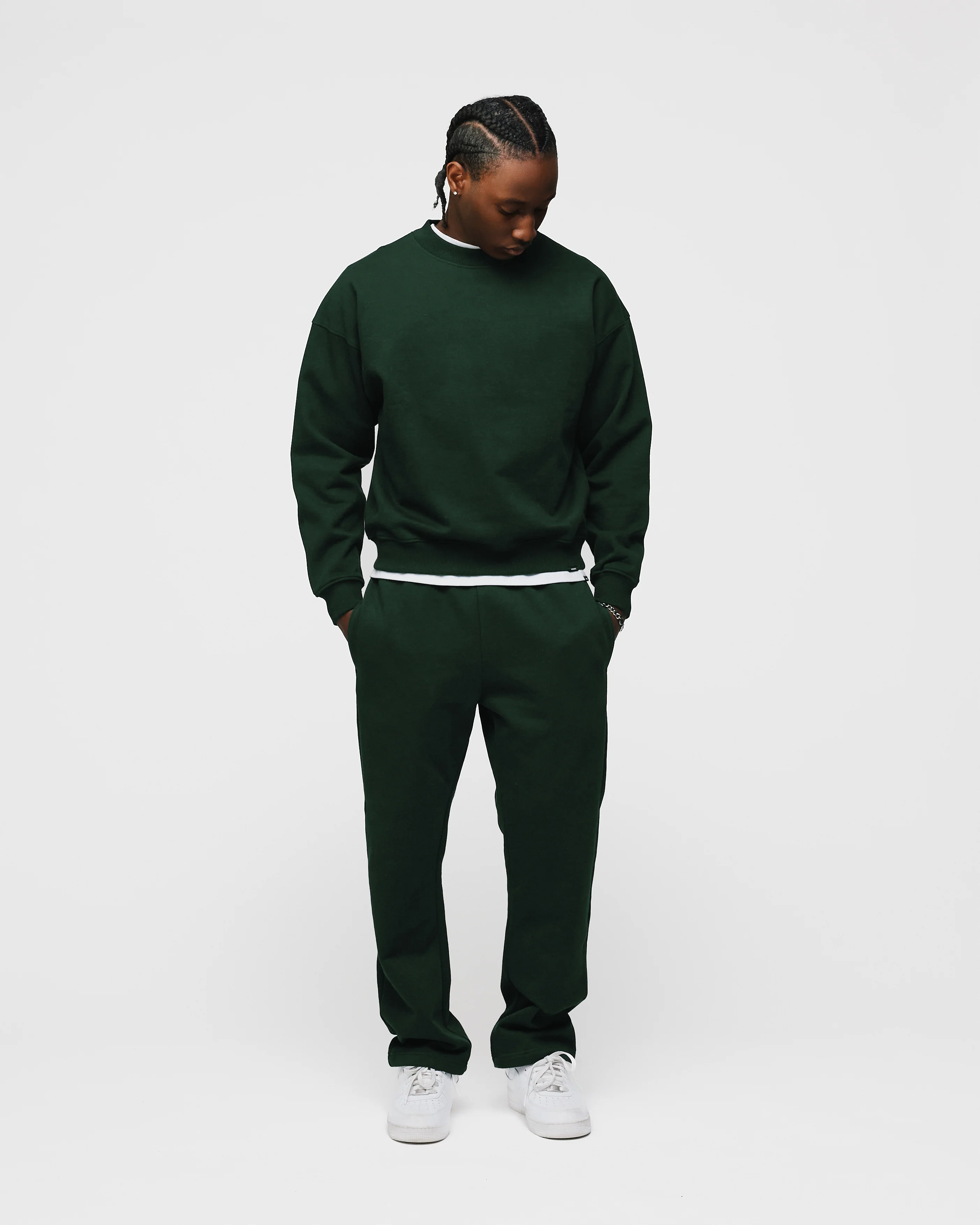Open Bottom Sweatpants - Forest Green