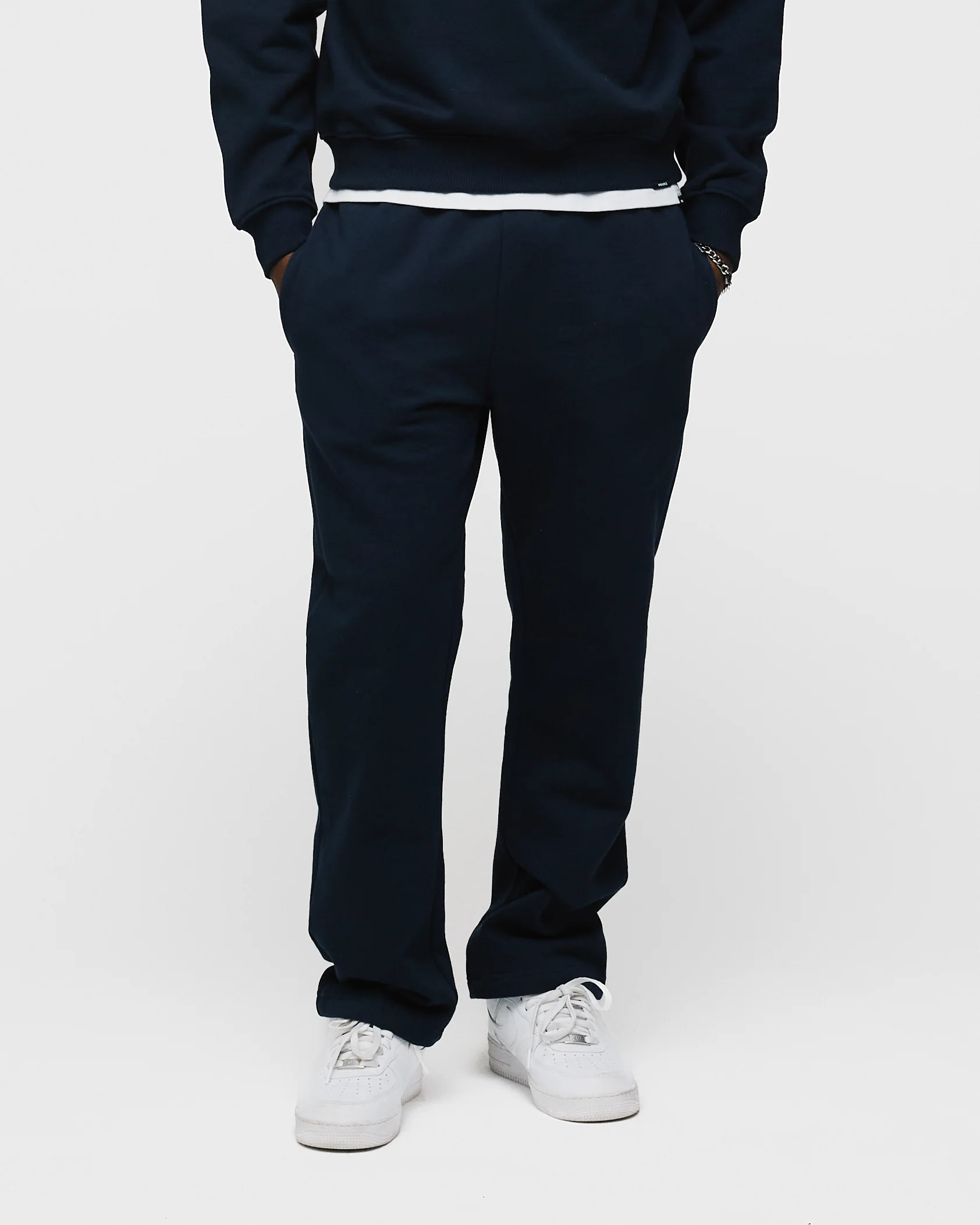 Open Bottom Sweatpants - Navy