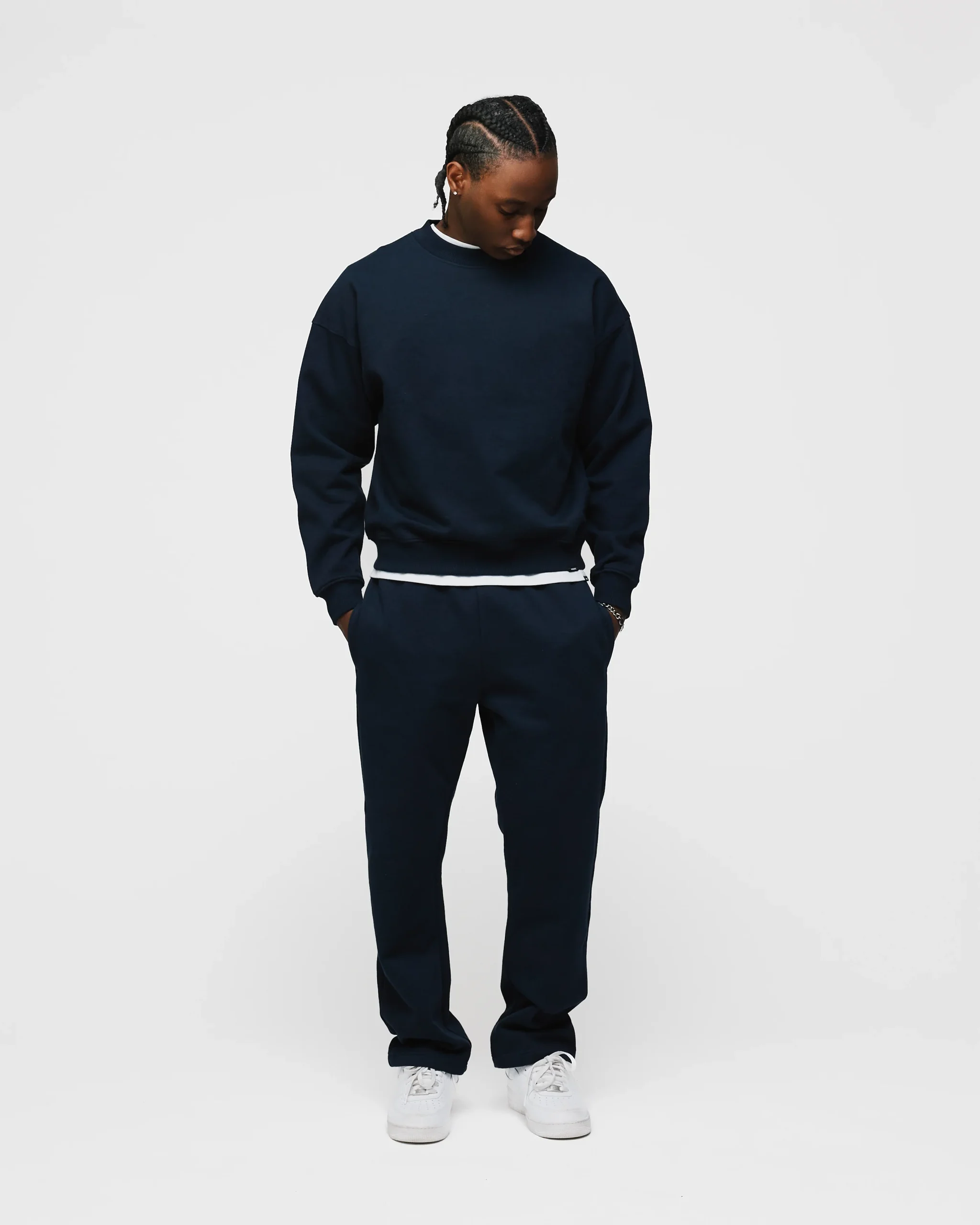Open Bottom Sweatpants - Navy