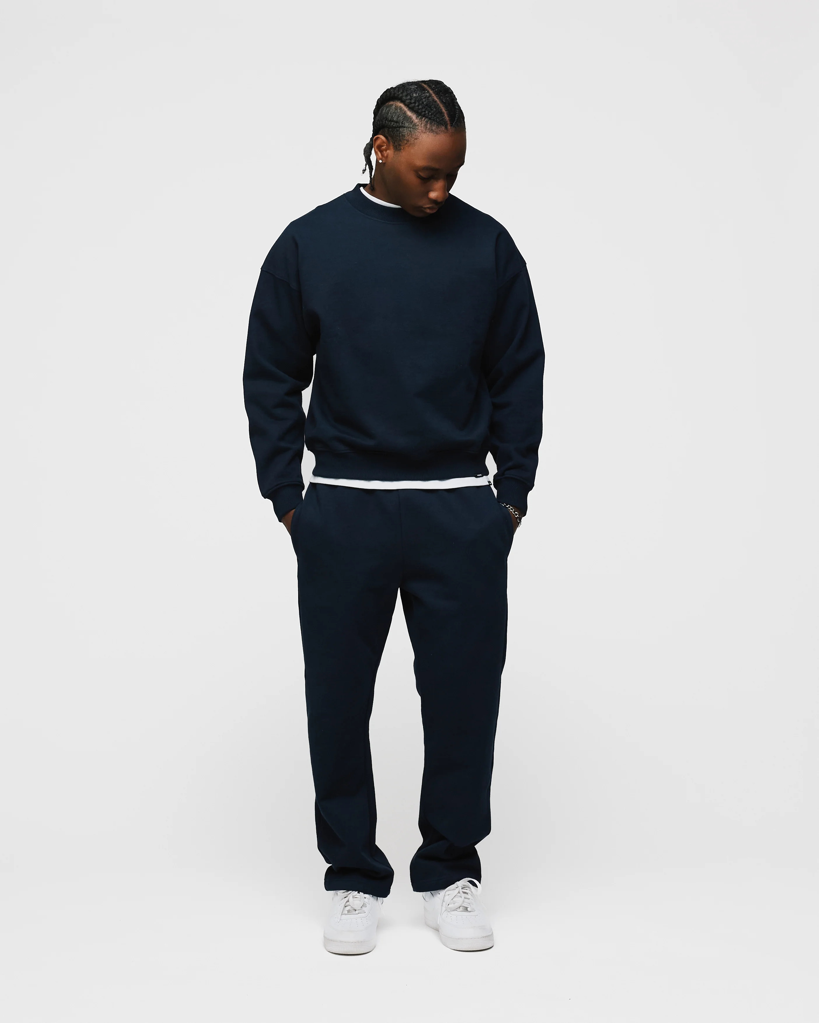 Open Bottom Sweatpants - Navy